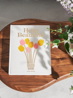 Hello Beautiful photo album in white with fabric cover