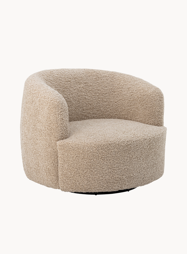 Drehbarer Loungesessel in Natur mit weichem Teddy-Bezug