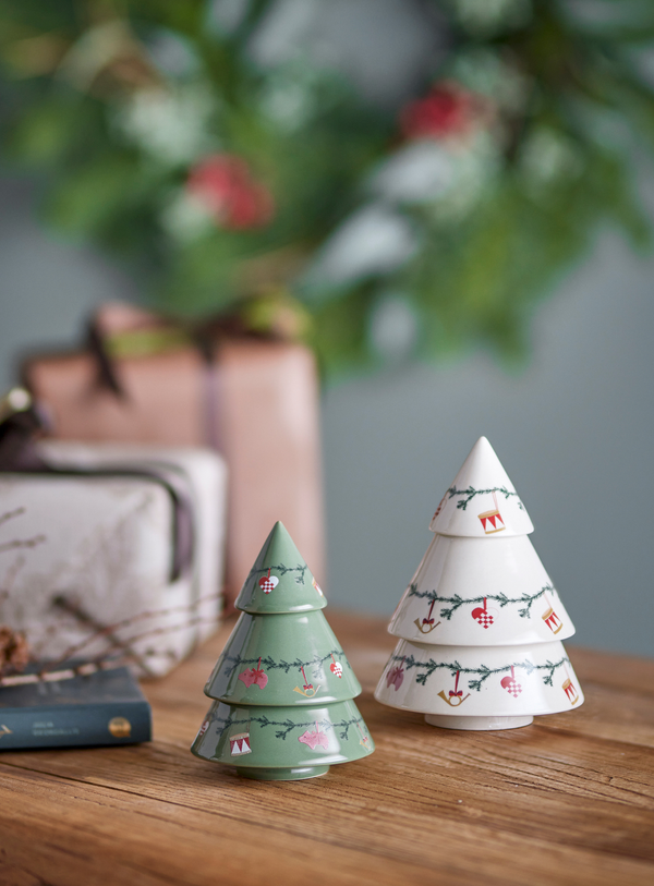 Weihnachtsbaum-Deko in natur aus Steingut