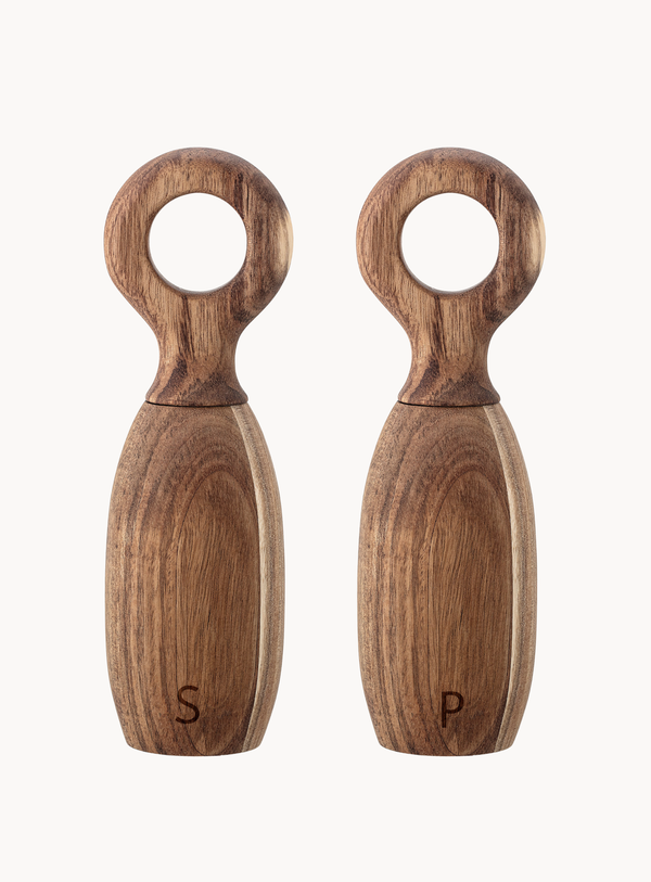 Salz- und Pfeffermühlen aus Akazienholz mit Grifföffnung (2er-Set)