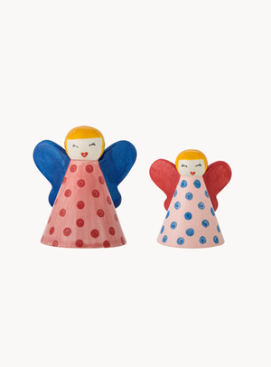 Engelsfiguren in bunt aus Steingut
