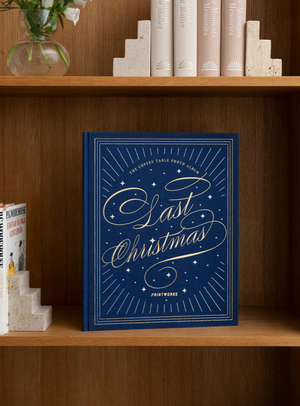 Coffee Table Fotoalbum Last Christmas in Navy mit Goldschrift