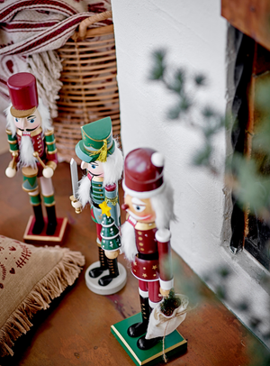 Nussknacker-Deko in bunt aus Kiefernholz, 2er-Set