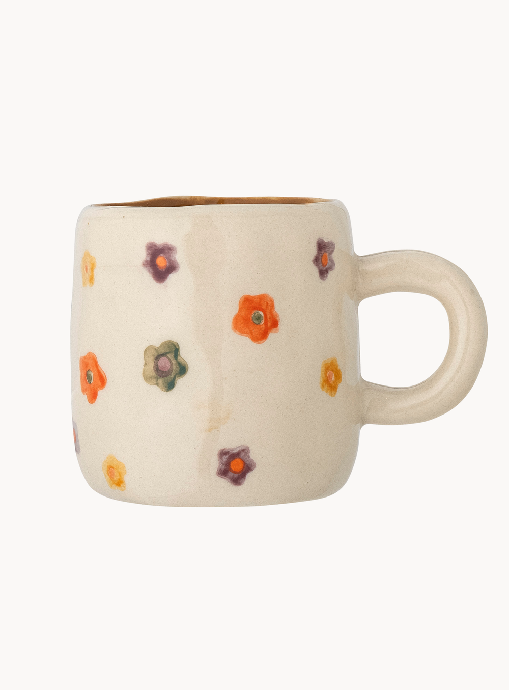 Bunte Steingut-Tasse mit handgemalten Blumen