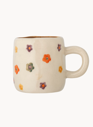 Bunte Steingut-Tasse mit handgemalten Blumen