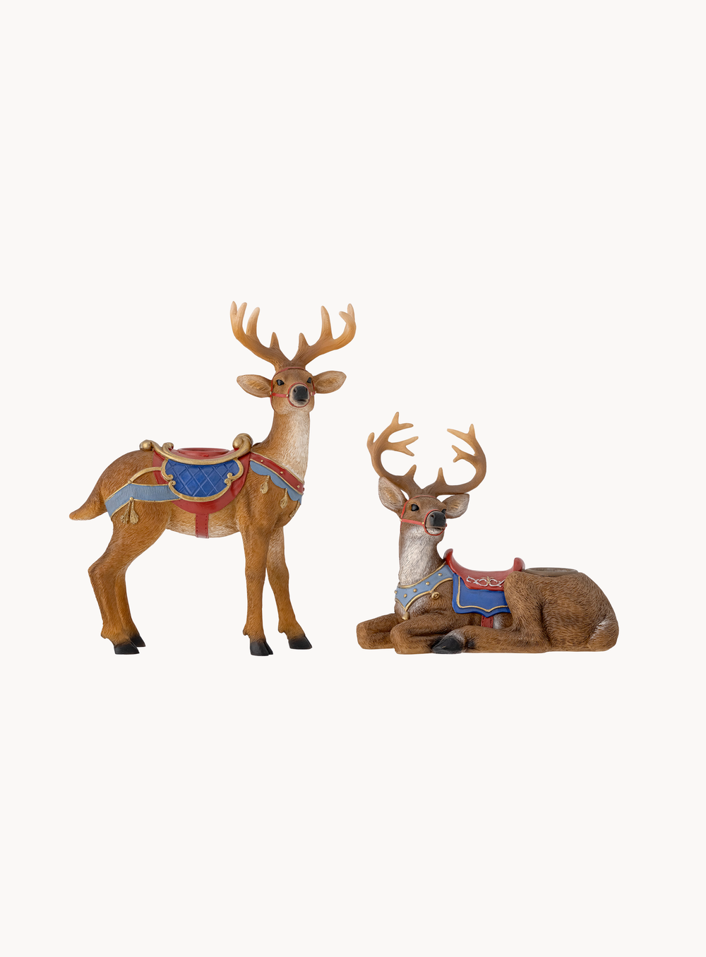 Rentier-Kerzenhalter in braun aus Polyresin