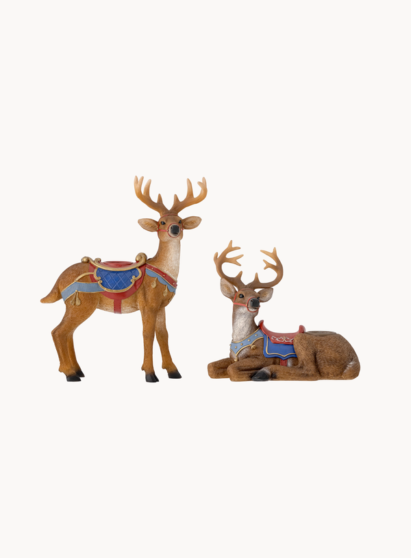 Rentier-Kerzenhalter in braun aus Polyresin