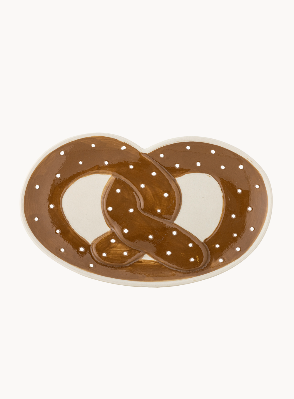 Brezel-Servierplatte in braun aus Steingut