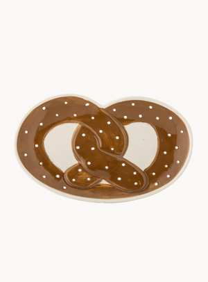 Brezel-Servierplatte in braun aus Steingut