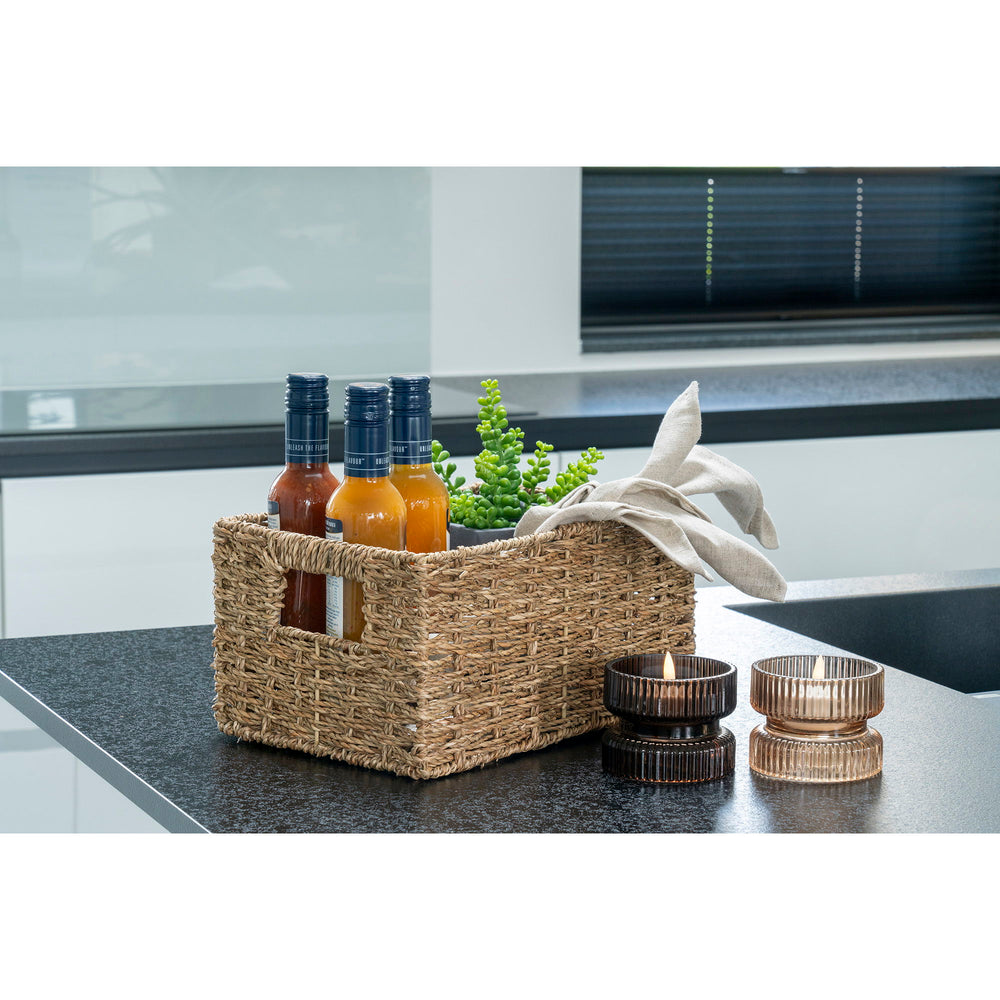 Candle Holder Set aus Glas in Amber und Braun