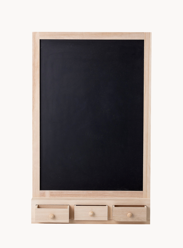 Schwarze Kindertafel mit Aufbewahrungsschubladen