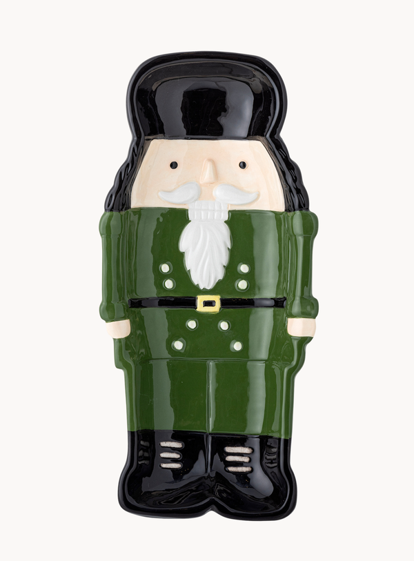 Nussknacker Servierplatte in grün aus Steingut