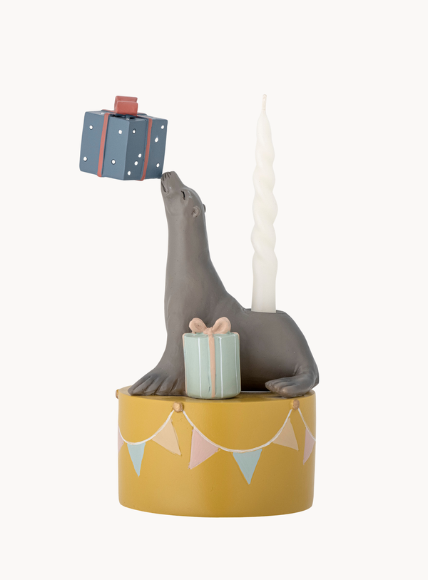 Bunter Seelöwen-Kerzenhalter für Kindergeburtstage