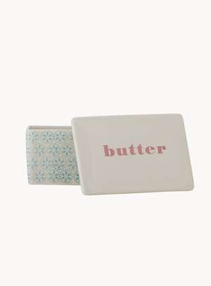 Butterdose in blau aus Steingut