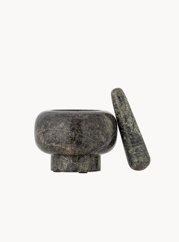 Arazo Mörser und Stößel aus grünem Marmor