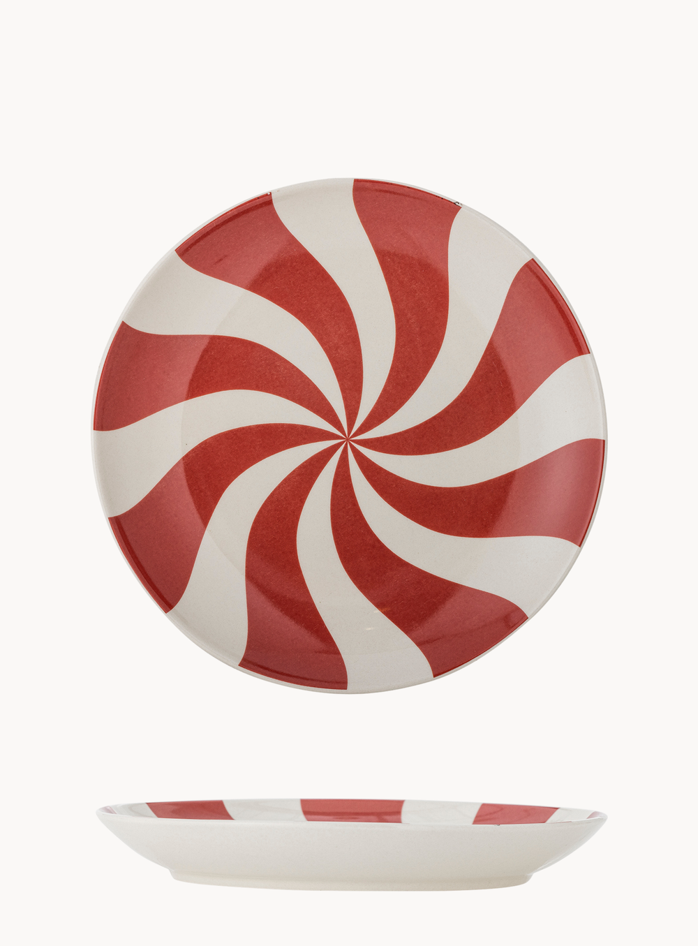 Spiralmuster Teller in natur aus Steingut