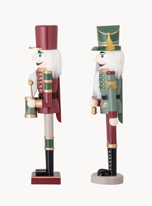 Nussknacker-Deko in bunt aus Kiefernholz, 2er-Set