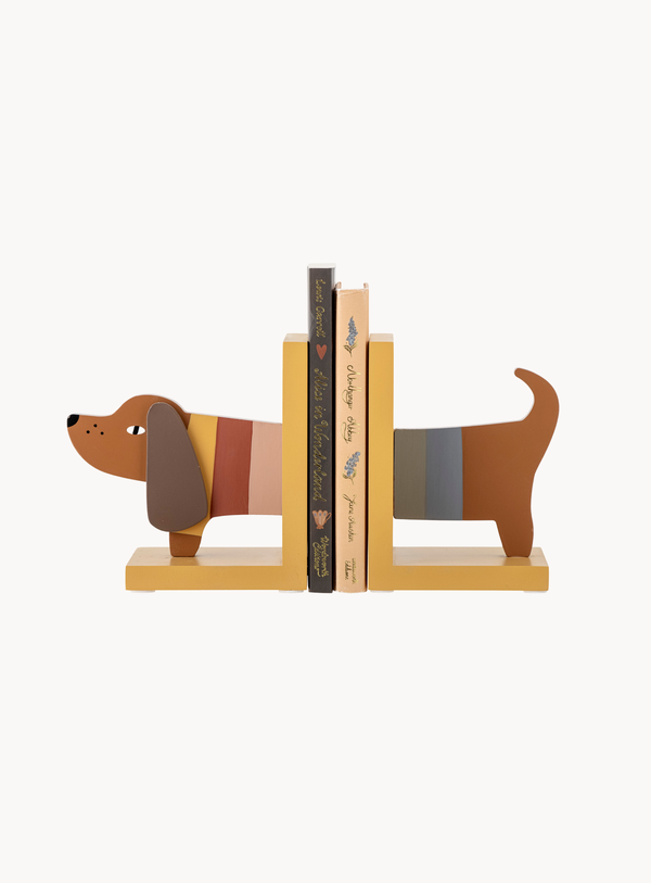 Bunte Buchstützen aus FSC®-Holz in Hundemotiv (Set aus 2)