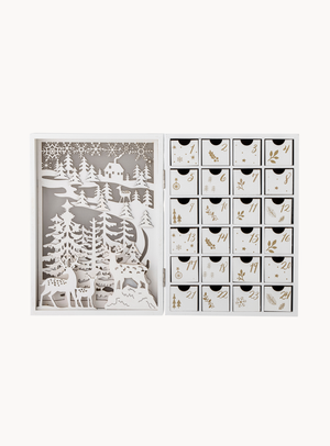 Adventskalender mit Licht in weiß