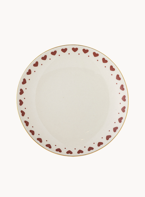 Herzmotiv-Teller in bunt aus Steingut