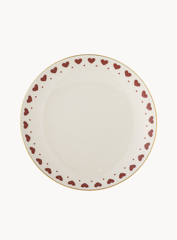 Herzmotiv-Teller in bunt aus Steingut