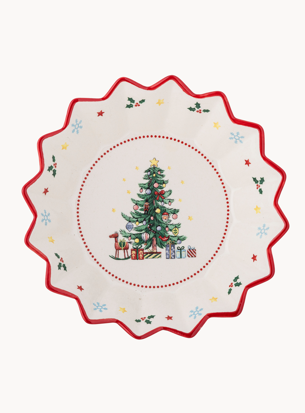 Weihnachtsbaum-Motiv-Schale in rot aus Keramik