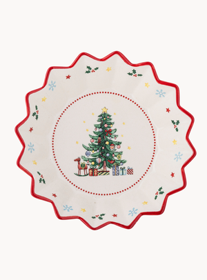 Weihnachtsbaum-Motiv-Schale in rot aus Keramik