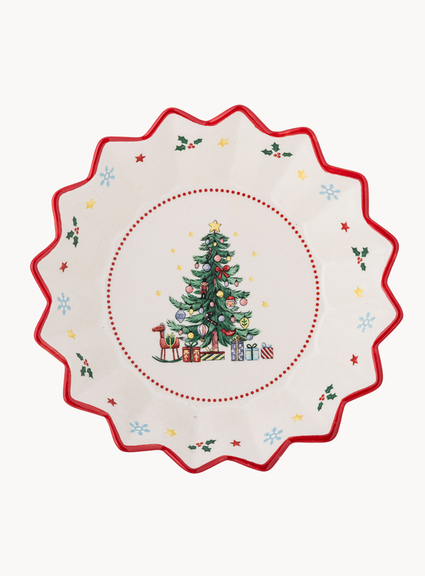 Weihnachtsbaum-Motiv-Schale in rot aus Keramik