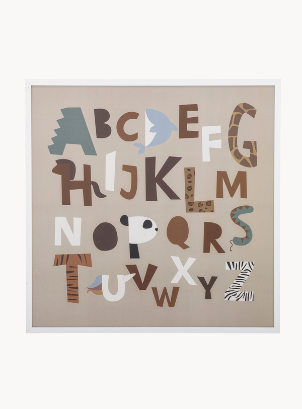 ABC-Illustration im weißen Kiefernrahmen