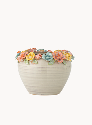 Colorful stoneware flower pot