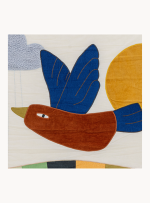 Natürliche Wanddekoration aus Baumwolle mit Vogelmotiv