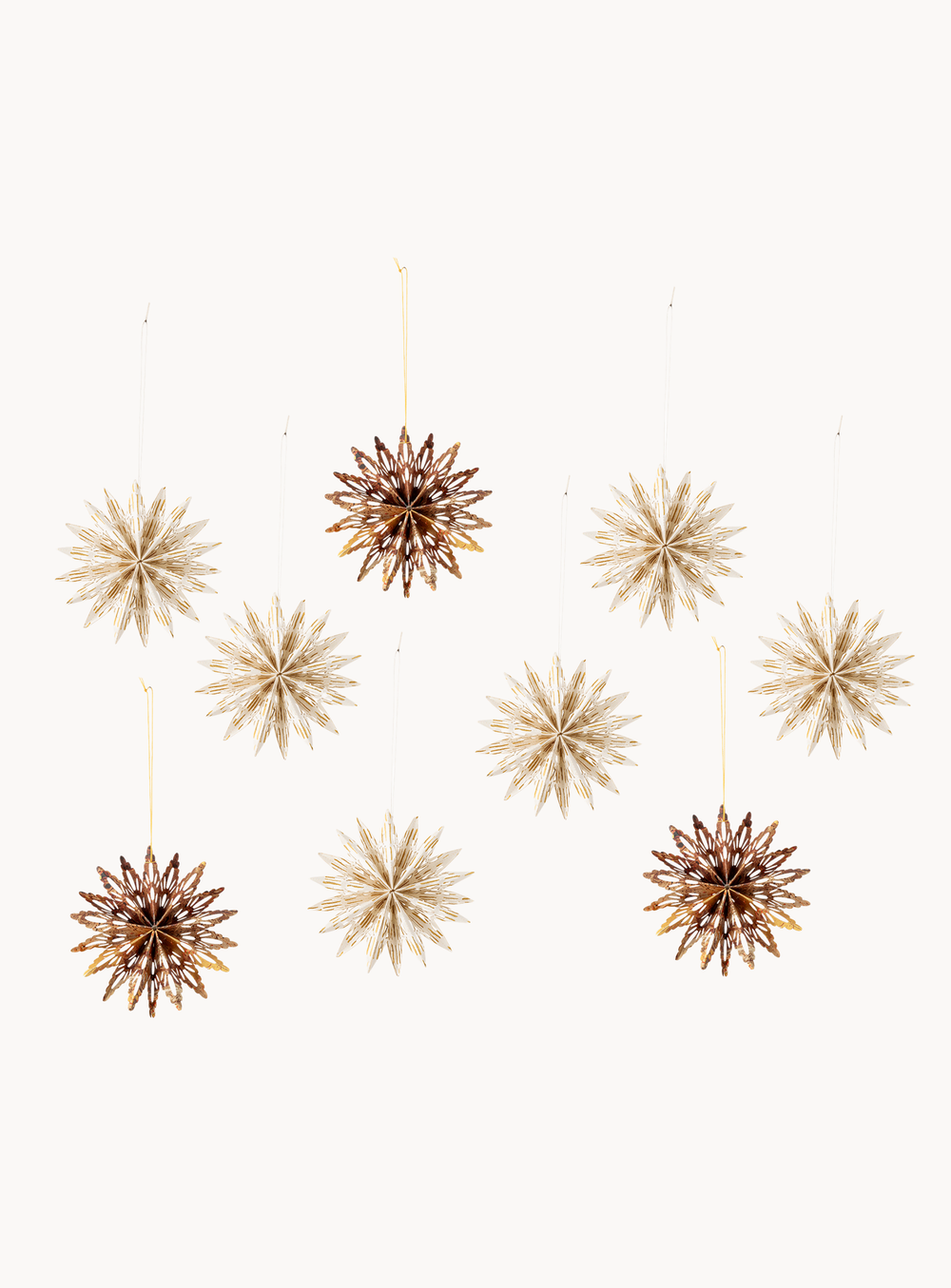 Star Ornament in natur aus Papier im 9er Set