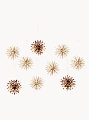 Star Ornament in natur aus Papier im 9er Set