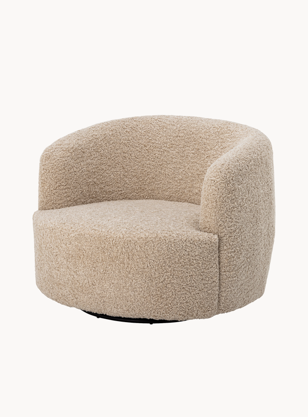 Drehbarer Loungesessel in Natur mit weichem Teddy-Bezug