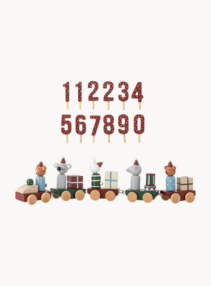 Weihnachtszug-Deko in bunt zum Tage zählen