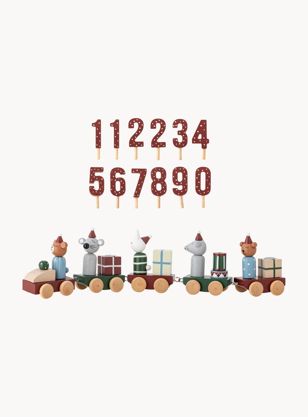 Weihnachtszug-Deko in bunt zum Tage zählen