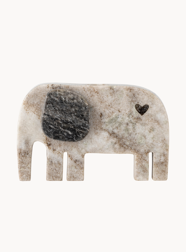 Elefantenfigur aus natürlichem Marmor mit Herz