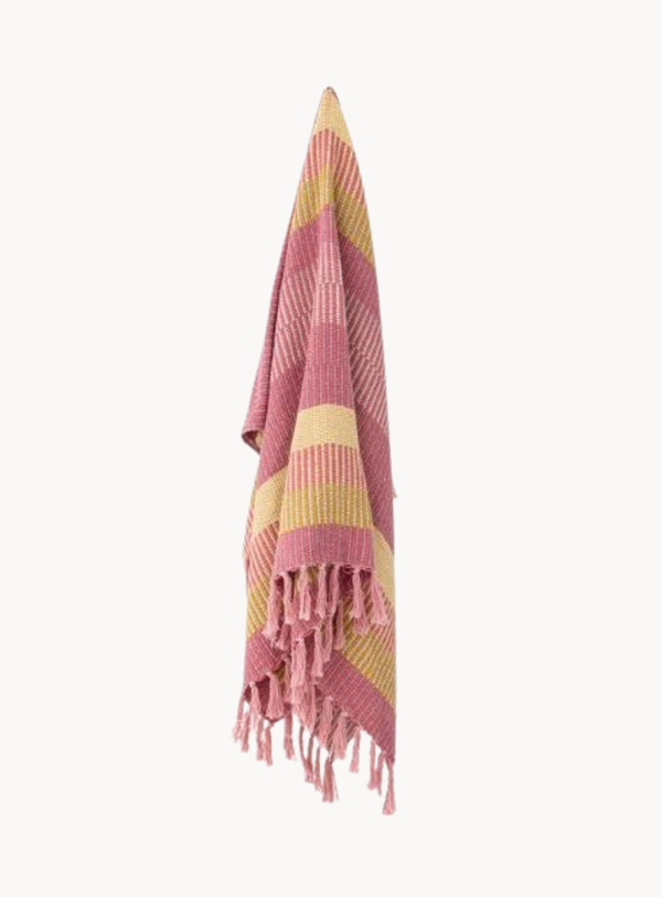 Decke in Pink aus recycelter Baumwolle