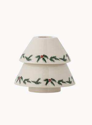 Kerzenhalter in weiß aus Steingut