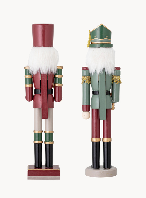 Nussknacker-Deko in bunt aus Kiefernholz, 2er-Set