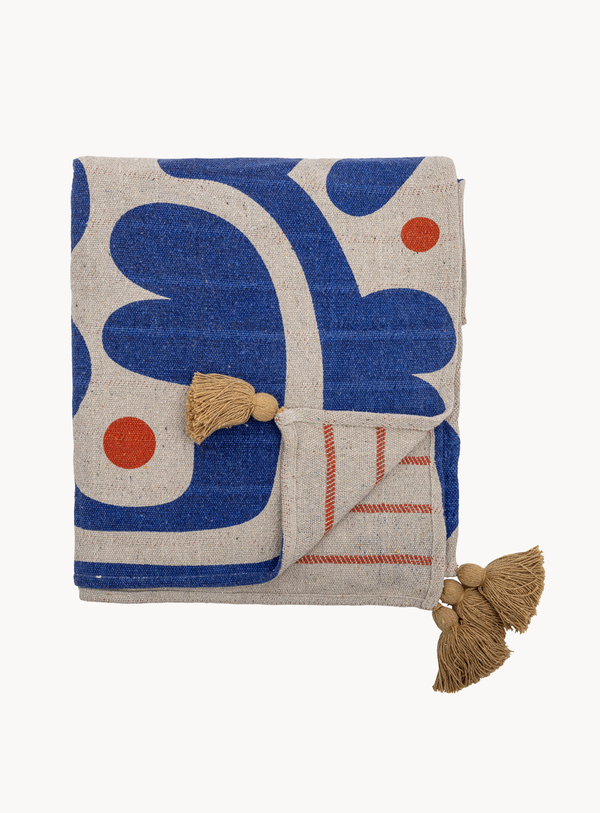 Decke aus recycelter Baumwolle mit Muster & Quasten