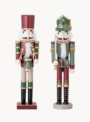 Nussknacker-Deko in bunt aus Kiefernholz, 2er-Set