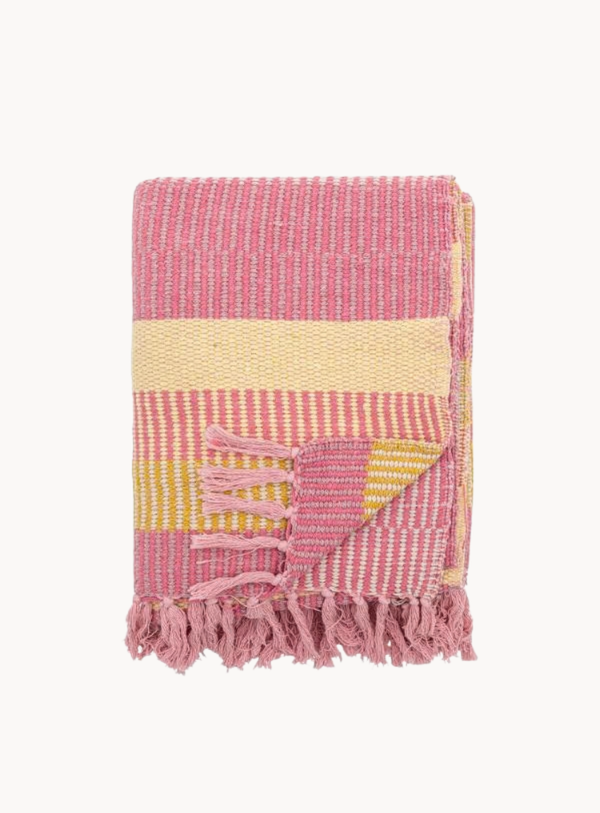 Decke in Pink aus recycelter Baumwolle