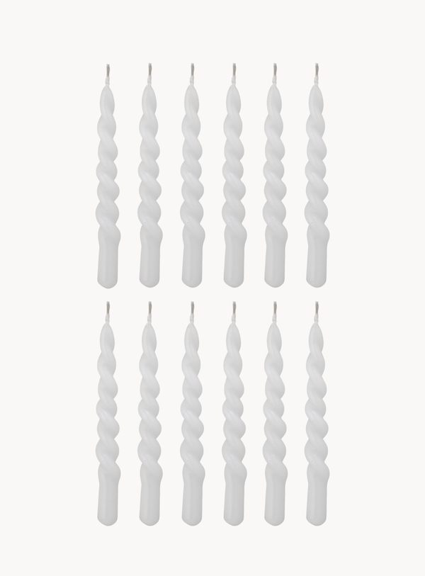 Twist Kerzen in Weiß im 12er-Set
