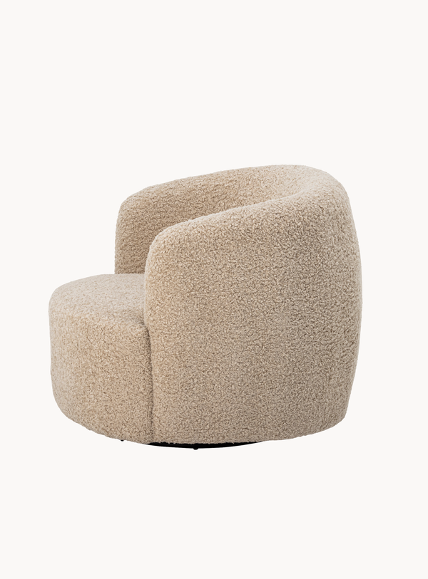 Drehbarer Loungesessel in Natur mit weichem Teddy-Bezug