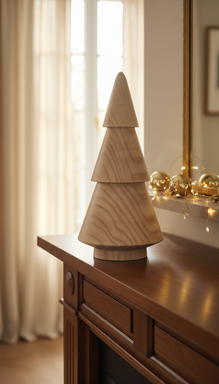 Tannenbaum aus Holz in weiß