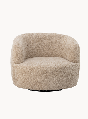 Drehbarer Loungesessel in Natur mit weichem Teddy-Bezug