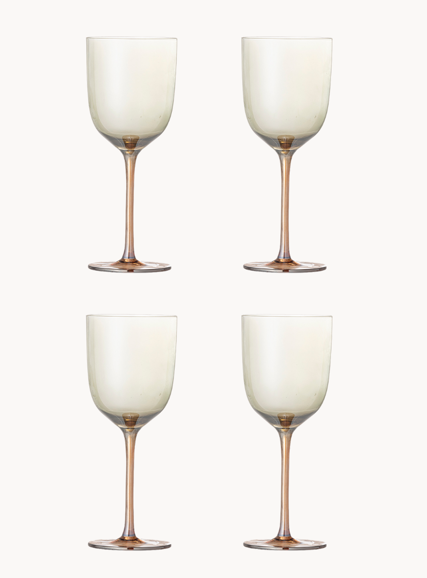 Bronzefarbene Weingläser mit Perlmuttkante (4er-Set)