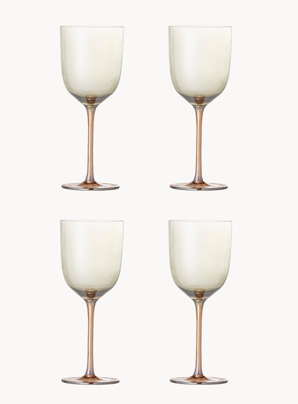 Bronzefarbene Weingläser mit Perlmuttkante (4er-Set)