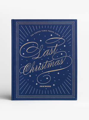 Coffee Table Fotoalbum Last Christmas in Navy mit Goldschrift